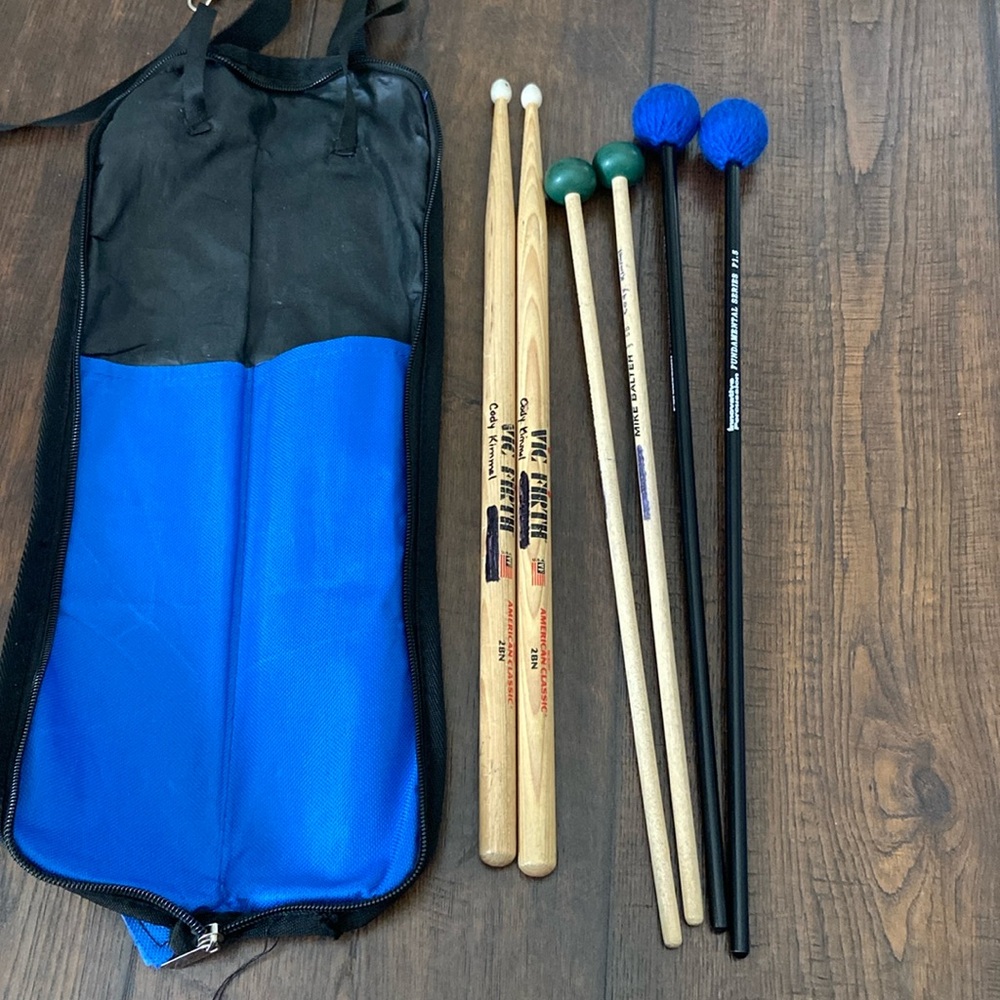 Drum Sticks for beginners and case- lot of three sets